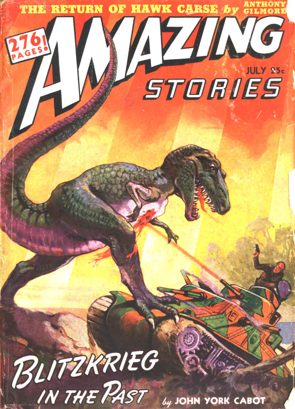 Amazing Stories - Blitzkrieg in the Past - Dinosaurs & Nazis Pulp Cover