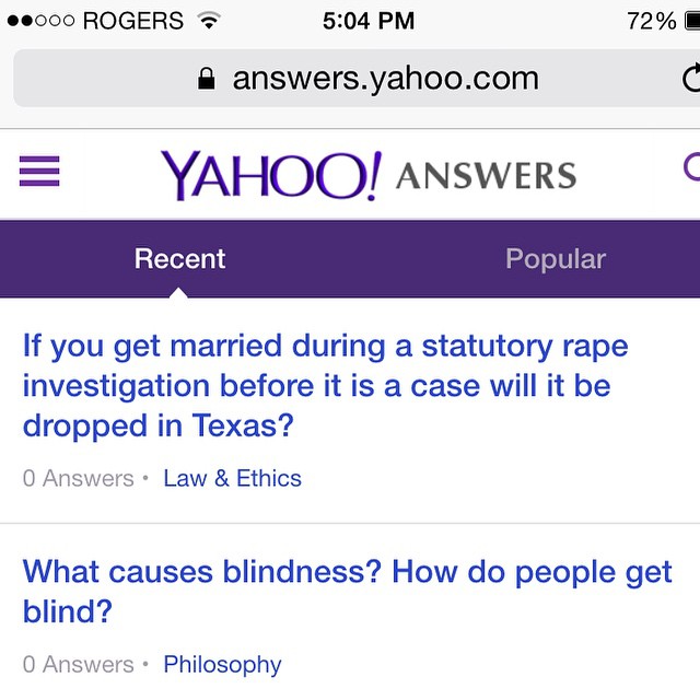 Then you suddenly find yourself staring at Yahoo! Answers