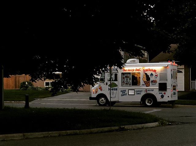 Ice cream trucks look wonderfully ominous after dark