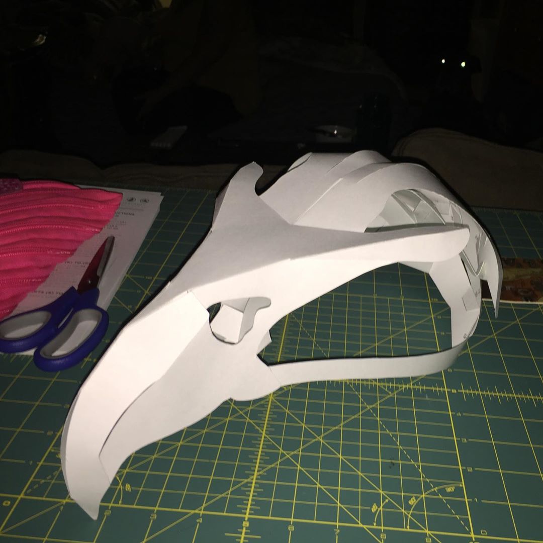 Despite the prediction of hard rain for Halloween night, I am still diligently piecing together paper masks for the fam. #halloween #masks #wintercroft #skinnerco