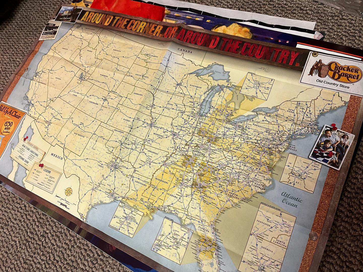 Renovations are getting real: I finally had to take the Cracker Barrel map down.
